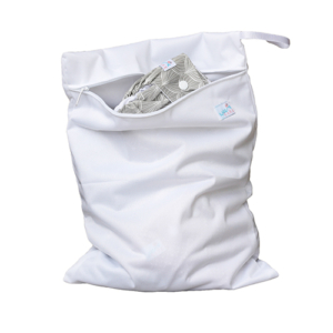 Wetbag en vandtæt pose til opbevaring af stofbleer, stofklude eller stofbind.