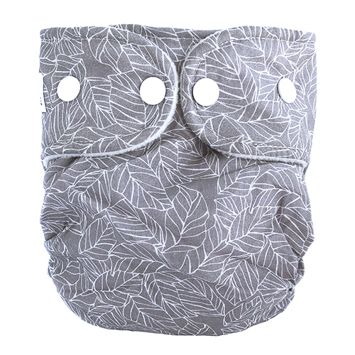 Moderne Stofble fra WeeCare i grå farve med Leaves print.